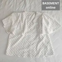 美品　ベースメントオンライン　ドット　ホワイト　フリル　ブラウス