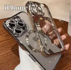 iPhone17 ケース クリアケース シルバー マグセーフ対応 MegSafe
