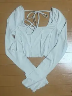 長袖リブトップス