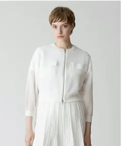 美品✨　24SS　アルアバイル シアーラミー混　ブルゾン ジップアップ　白　Mのサムネイル
