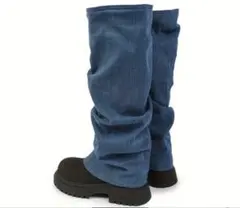 デニム風ロングブーツ