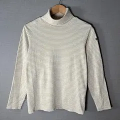 格安【AIGLE】(XS)ボーダータートルネック長袖アウトドア綿混ストレッチ