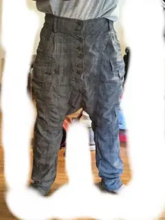 オシャレなサルエルパンツ グレー系チェック柄