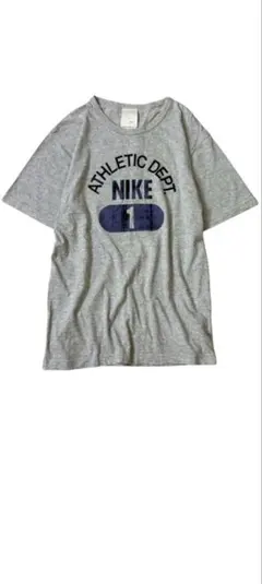 90's NIKE 銀タグ　三段プリント カプセル　Tシャツ グレー M　紺タグ