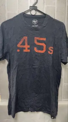 フォーティーセブン 47 「.45s」ロゴTシャツ ネイビー グレー ※穴あり