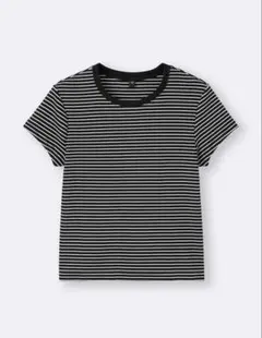 GU リブボーダーT ブラックのサムネイル