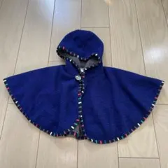 ネイビー フリース フード付きポンチョ