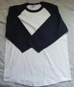 UnitedAthle5.6ozラグラン 3/4袖 Tシャツ Mホワイトネイビーのサムネイル