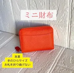 財布　オレンジ　本革　ミニ財布　コンパクト　きれい　シンプル　オシャレ　　橙色