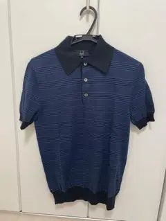 【新品未使用】dunhill ネイビー ストライプ ポロシャツ S