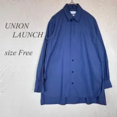 UNION LAUNCH 長袖シャツ フリー 青 襟2way ゆったり 556