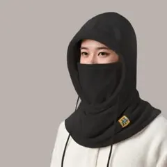 954バラクラバ ブラック フード付 冬 ネックウォーマースキー通勤 通学 黒