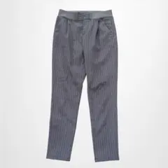 バックナンバー ストライプカジュアルパンツ ドロスト 裏起毛 テーパードパンツ