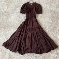 〈新品〉CASA FLINE ティアード フレアロングワンピース パフスリーブ