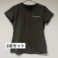 【2点セット】ヨガ トレーニングウェア Tシャツ トップス 黒