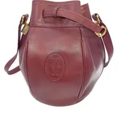 Cartier カルティエ ショルダーバッグ マストライン 巾着型 ボルドー