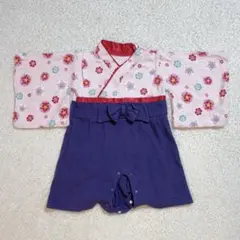 い*可様 袴ロンパース　ピンク　ベビー 袴 和装