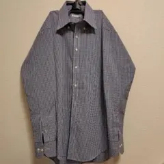 スーツセレクト　ビジネス用　チェックシャツ　ネイビー　Mサイズ