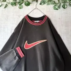 美品】NIKE ナイキ ナイロンプルオーバー チェック柄 ビックロゴ