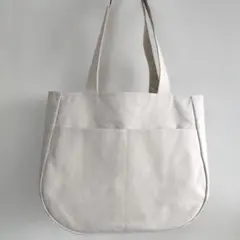 9.5号帆布　ラウンドトートバッグ　ライトグレー