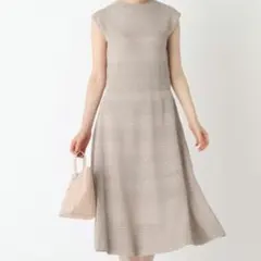 index 薄紫 ノースリーブ 透かし編みハイネックワンピース ワンピース M