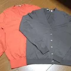 美品 UNIQLOユニクロ ウール Vネックカーディガン Vネックセーター２点組