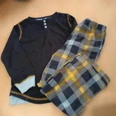 KIDSパジャマ XS (5/6) 120cmくらい 黒とグレーのチェック柄