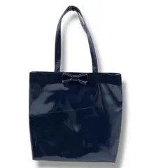 極美品！　キタムラ　ビニール　トートバッグ　エナメル　ネイビー　紺色　肩掛け
