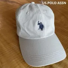 US.POLO ASSN キャップ　ベージュ　ロゴネイビー