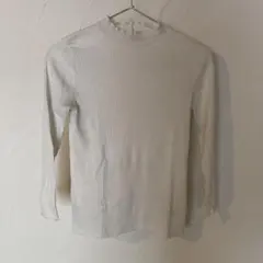 リブ編みホワイト長袖Tシャツ Mサイズ