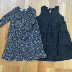 花柄ワンピース 128cm と黒のノースリーブワンピース