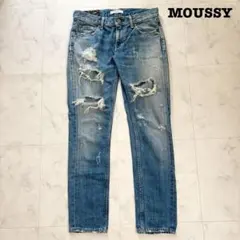 美品　MOUSSY　ストレートデニム　ヴィンテージ　ダメージ加工　25 Sのサムネイル