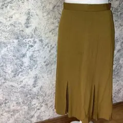 ヒダロングスカート 黄金色系 裾にヒダ エレガント おしゃれ シンプル