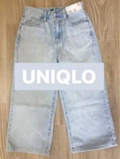 UNIQLO ワイドストレートジーンズ 62 BLUE 22 股下49cm補正
