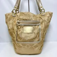 6349◯ COACH コーチ シグネチャー トートバッグ ゴールド