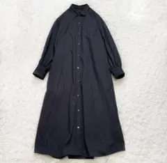 ミズイロインド シャツワンピース ゆったりめ オーバーサイズ バックギャザー F