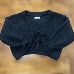 me+eｍ　select ダークグレー クロップドニットカーディガン