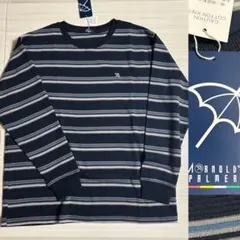 アーノルドパーマー メンズ カジュアル ボーダー 長袖 シャツ 紺 L