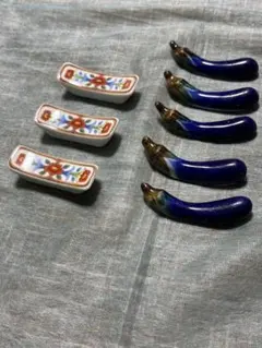箸置き　陶器　花柄　なす　合計8個