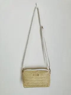 ストロー素材 ショルダーバッグ ベージュ ポシェット サコッシュ