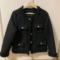 【美品】ap retro ツイードポケットノーカラージャケット　ジャケット