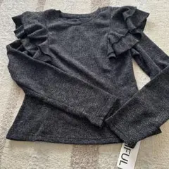 FRIFUL フリル付きブラックニット M