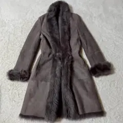 極美品✨　大きいサイズ　ICB　リアルムートンコート　羊革　ファー　グレージュ