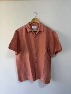 古着　開襟シャツ　オープンカラー　ボックスシルエット　ビンテージ　半袖でシャツ