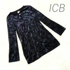 ICB アイシービー 花柄 ベロア チュニック ラメ 日本製 高級感 S