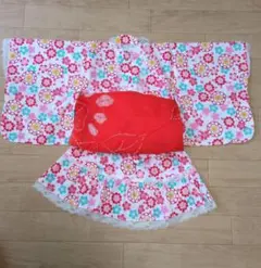 浴衣　セパレート　花柄　帯付き　120サイズ