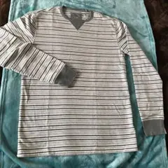 美品　白×灰色　ボーダー　ロンT  Ｔシャツ