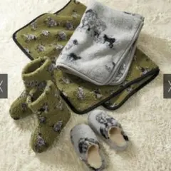 Sheep by the sea ウール ブランケット カーキ 羊