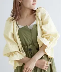 w closet 前後2WAY リボンフリルカーディガン イエローのサムネイル