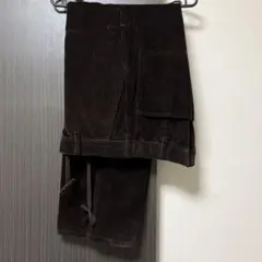無印良品　木の実から作ったカポック混コーデュロイワイドパンツ　ダークブラウン M